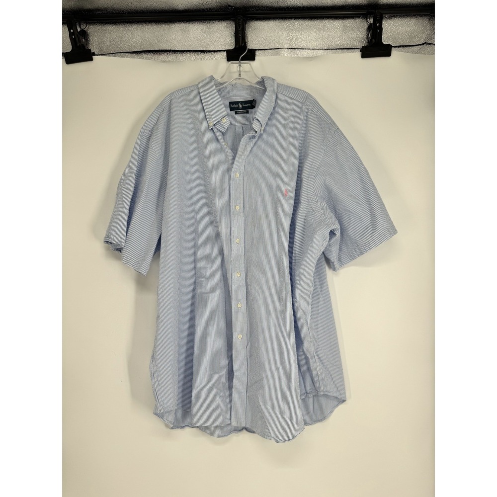 Polo Ralph Lauren 3XL Tall 3XLT Striped Button Down Short Sleeve Seersucker Pony